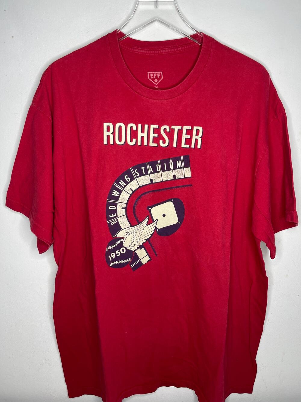 Ebbets Field Flannels, Rochester Red Wings Stadium 100% Cotton T-shirt — 2XL XXL